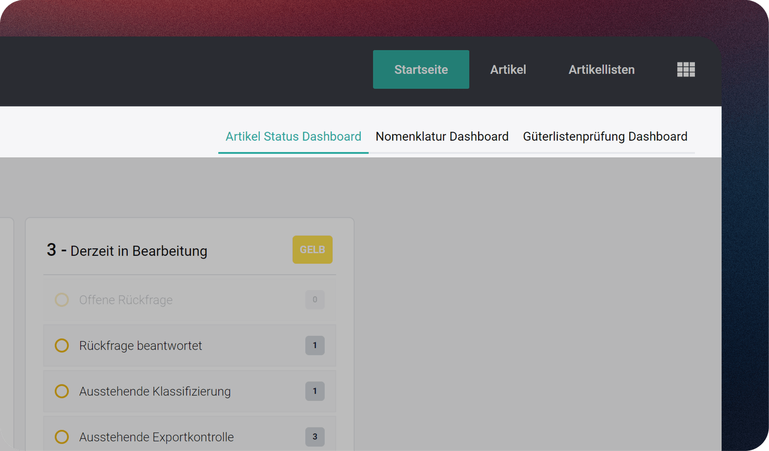 Startseiten-Dashboard